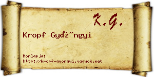 Kropf Gyöngyi névjegykártya