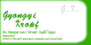 gyongyi kropf business card